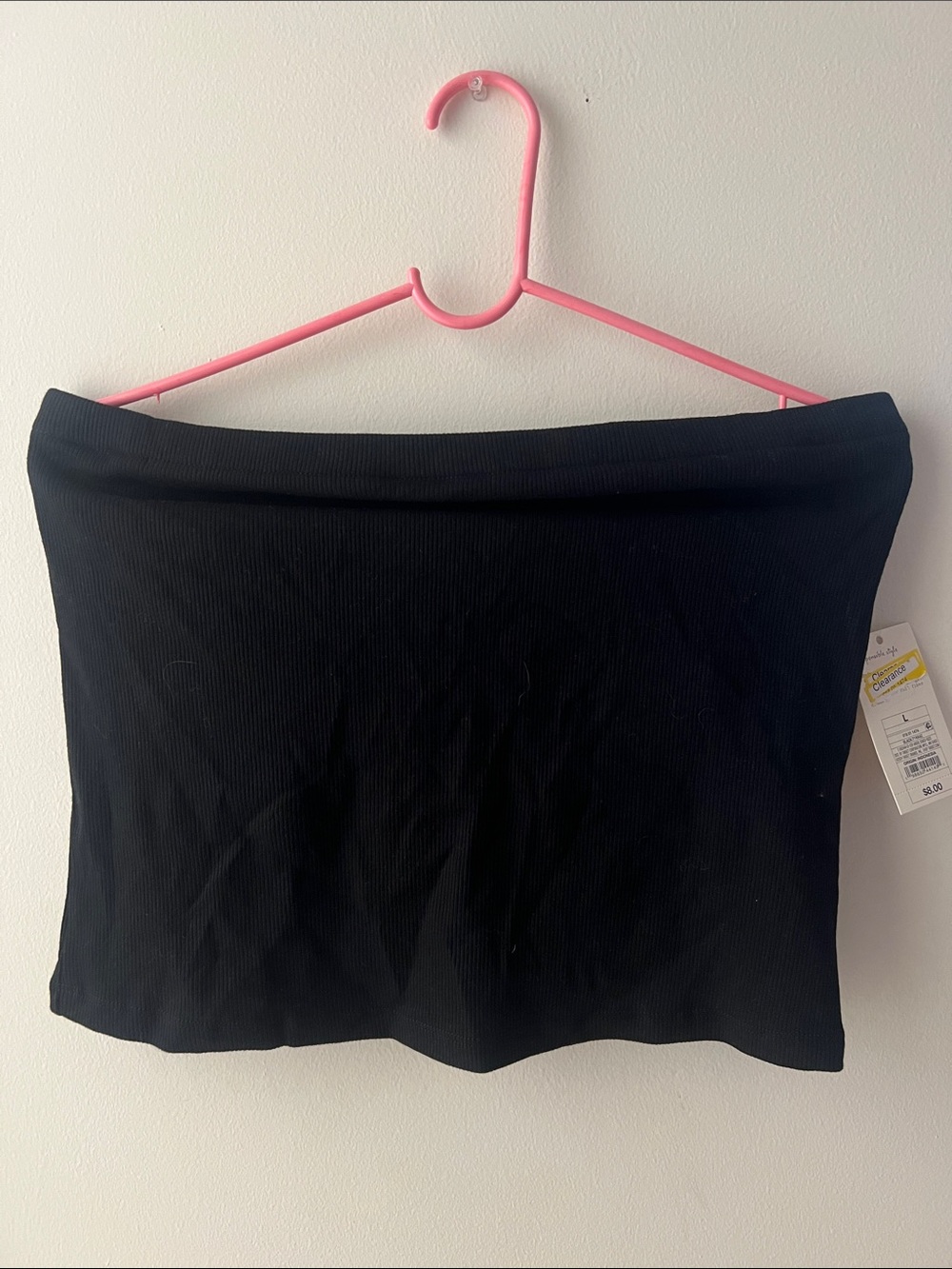 a new day Black Ribbed Strapless Crop Top